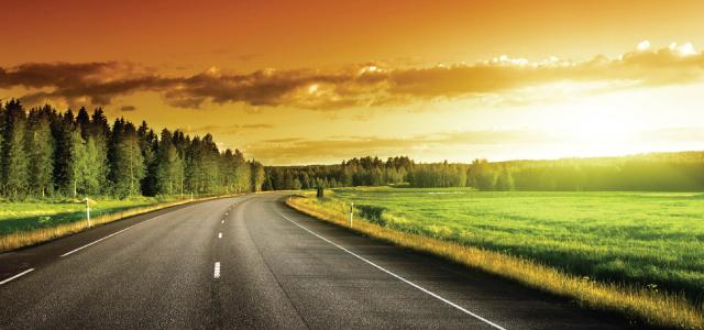 Sunset on country road